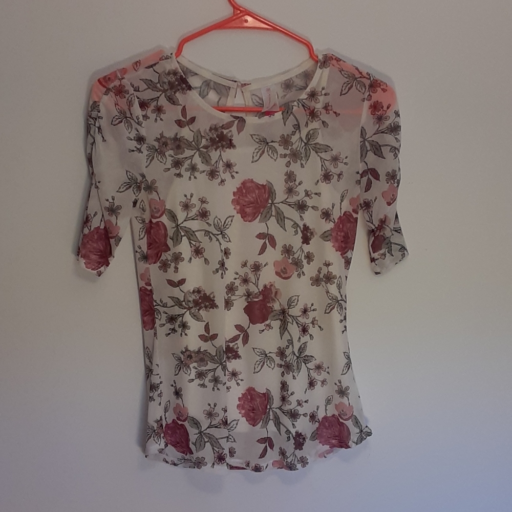 Floral Sheer Blouse with Cream Cami
